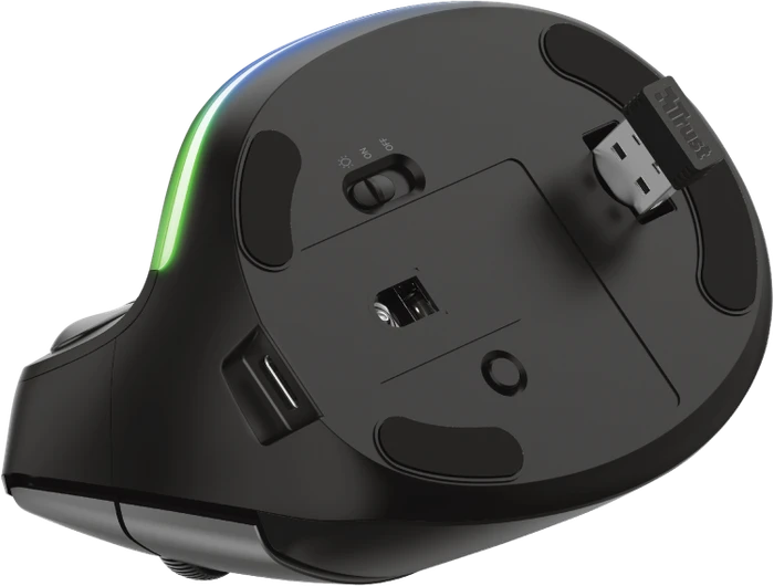 Trust Bayo Wireless Rechargeable Ergonomic Mouse, schwarz/grau, USB