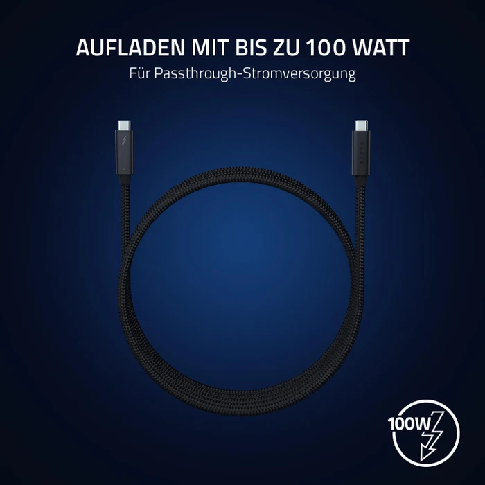 Razer Thunderbolt 4 Kabel, 100W, schwarz, sleeved, 2m (verschiedene Markenbezeichnungen)