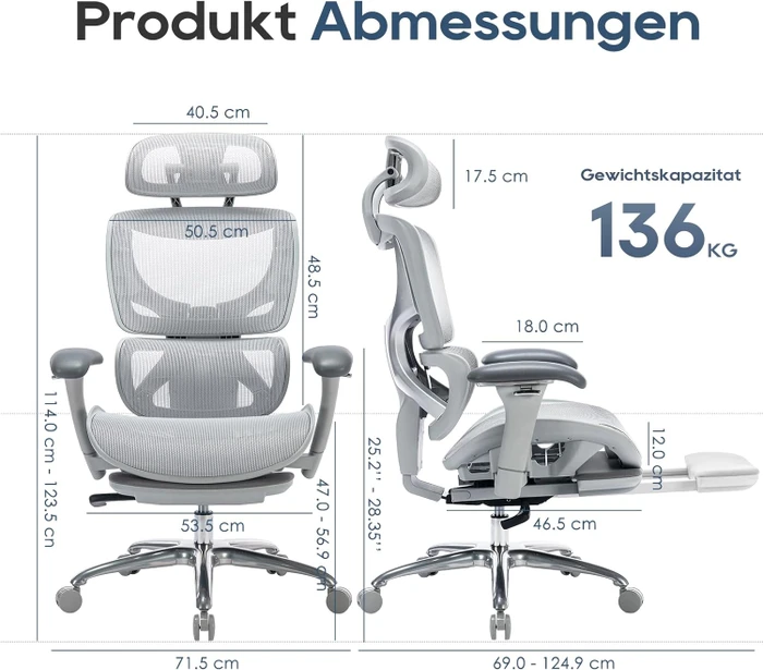 Colamy Aerix Bürostuhl, grau