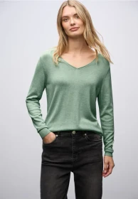 Street One V-Neck Pullover serene green mel. (Damen)