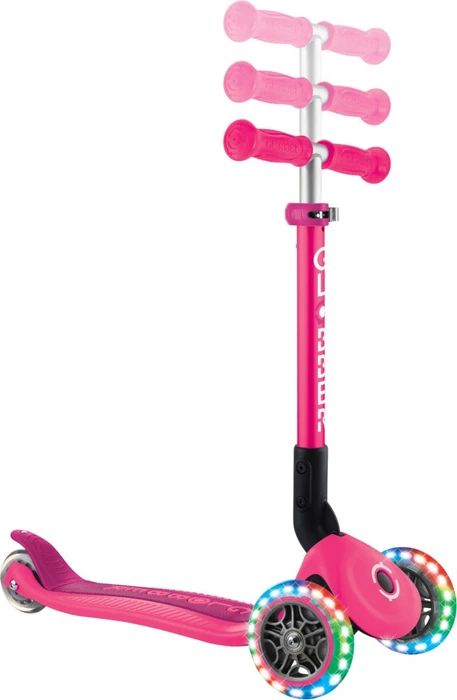 Globber Foldable Lights Kickboard fuchsia pink