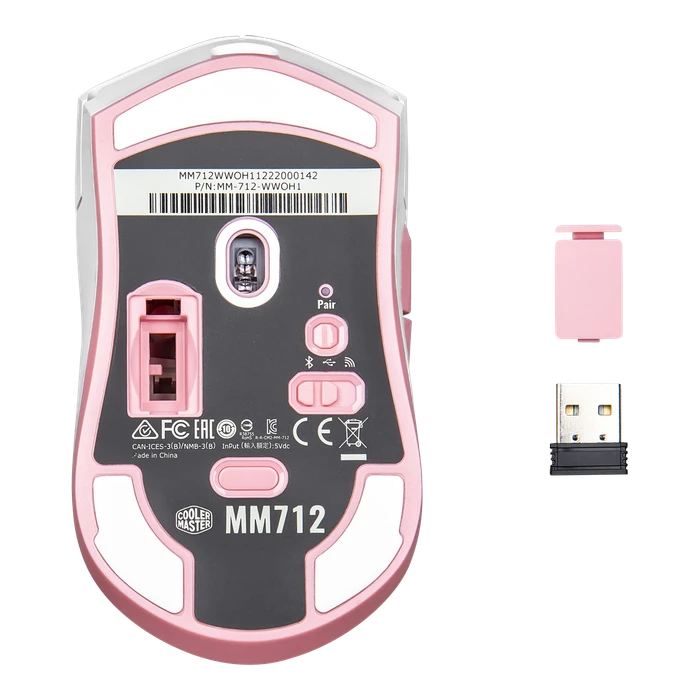 Cooler Master MasterMouse MM712 Gaming Maus weiß/rosa, Sakura Limited Edition, USB/Bluetooth