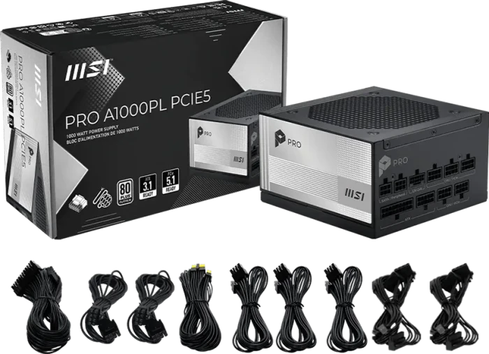 MSI PRO A1000PL PCIE5 1000W, ATX 3.1