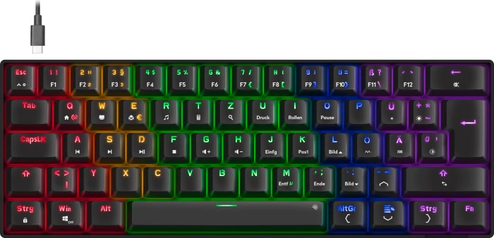 Speedlink Atmos RGB Regenbogen 60% Gaming Keyboard, schwarz, LEDs RGB, Jixian BROWN, USB, DE