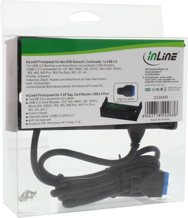 InLine Multi-Slot-Cardreader, USB 3.0 19-Pin Stecksockel [Stecker]