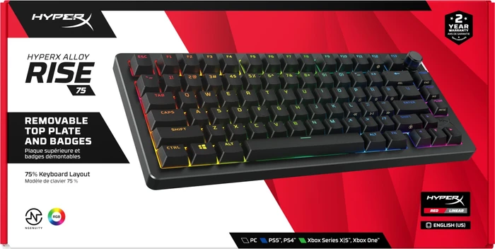 HP HyperX Alloy Rise 75, PBT, LEDs RGB, hot-swap, HyperX Linear, USB, DE