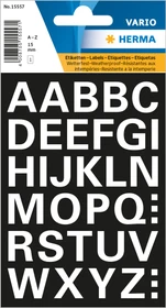 Herma Buchstabenetiketten A-Z, 10x15mm, wetterfest, weiß, matt, 1 Blatt (36 Etiketten)