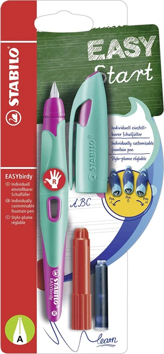 STABILO EASYbirdy türkis/neonpink, rechte Hand, Anfänger, Blister