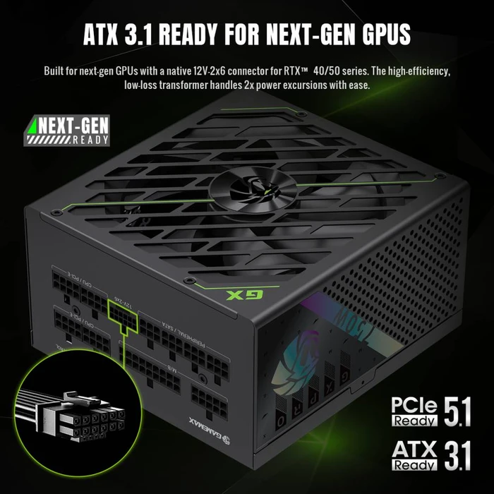 GameMax GX Pro Gold 750G schwarz 750W, ATX 3.1
