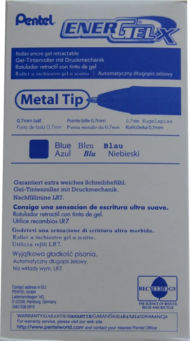 Pentel EnerGel X BL107 0.7mm/0.35mm Gelroller blau/transparent, 12er-Pack