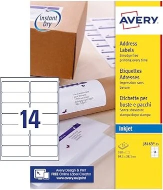Avery-Zweckform Adressetiketten Sonderformat, 99.1x38.1mm, weiß, 25 Blatt (350 Etiketten)