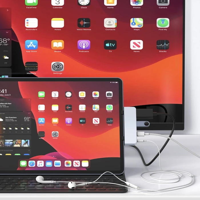 Targus HyperDrive 4-in-1 USB-C Hub für iPad Pro/Air, silber, USB-C 3.0 [Stecker]