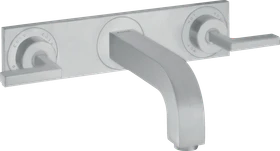 Hansgrohe Axor Citterio 3-Loch Waschtischarmatur für Wandmontage mit Hebelgriffen und Platte brushed chrome