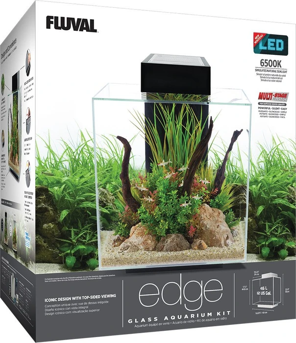 Fluval Edge 2.0 Aquarium-Set, schwarz, 46l