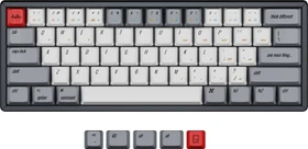 Keychron K12/Q4 OEM Dye-Sub Keycap-Set Retro Mac, Kunststoff (PBT), Retro Mac, weiß/grau/rot, 105 Tasten (100+5), ANSI-US