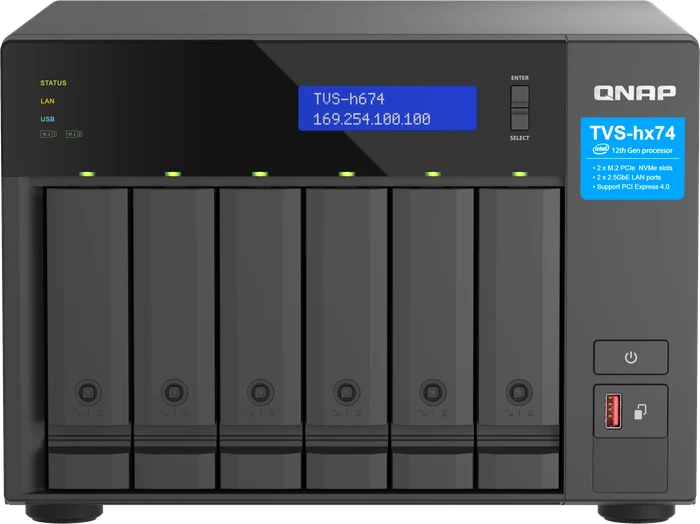 QNAP QuTS hero TVS-h674-i3-16G 16TB, 16GB RAM, 2x RJ-45 2.5GBase-T, 1x USB-C 3.1