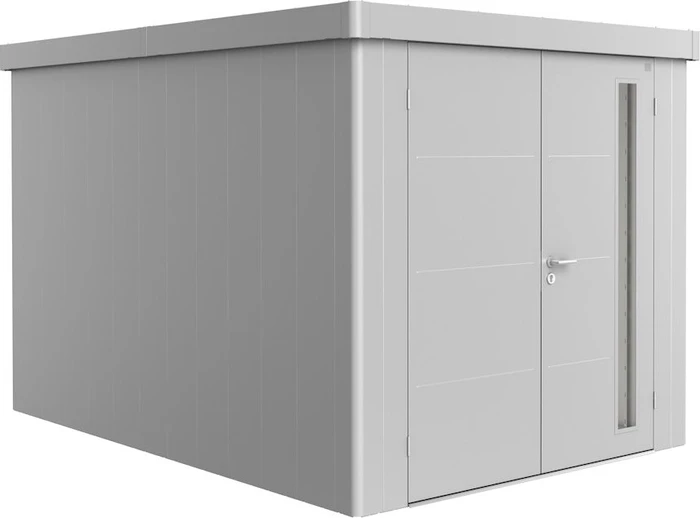 Biohort Neo 4B Gerätehaus mit Doppeltür silber-metallic