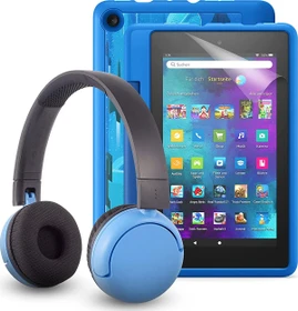 Amazon Fire 7 KFMUWI 2019, ohne Werbung, Raumschiffe, 16GB, inkl. BuddyPhones PopTime Headset und Displayschutzfolie, Kids Pro Edition