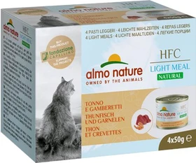 almo nature HFC Natural Light Meal Cat Mega, Thunfisch und Garnelen, 200g (4x 50g)