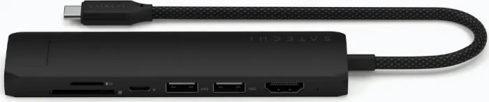 Satechi 7-in-1 Slim Multiport Adapter, schwarz, USB-C 3.1 [Stecker]