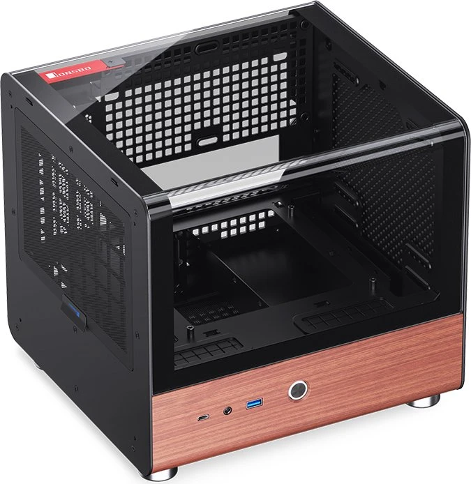 Jonsbo TK-0 Black, schwarz/braun, Glasfenster, Mini-ITX