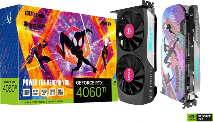 Zotac GeForce RTX 4060 Ti AMP SPIDER-MAN: Across the Spider-Verse Bundle, 16GB GDDR6, HDMI, 3x DP
