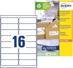 Avery-Zweckform Adressetiketten Recycling, 99.1x33.9mm, weiß, 100 Blatt (1600 Etiketten)
