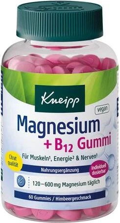 Kneipp Magnesium + B12 Gummies Himbeergeschmack, 60 Stück