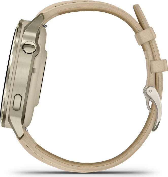 Garmin Venu 4S lunar gold/bone/light sand leather
