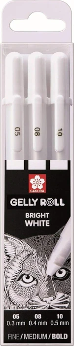 Sakura Gelly Roll Bright White Set 05/08/10 Gelroller (Mine) weiß, 3er-Set, Etui