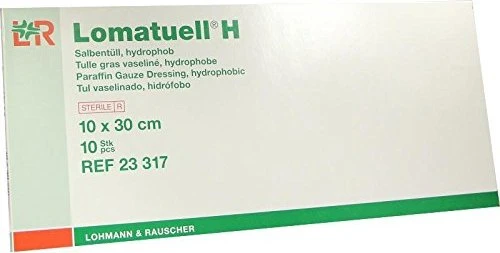 Lohmann & Rauscher Lomatuell H Salbentüll Kompressen, 10 x 30cm, 10 Stück