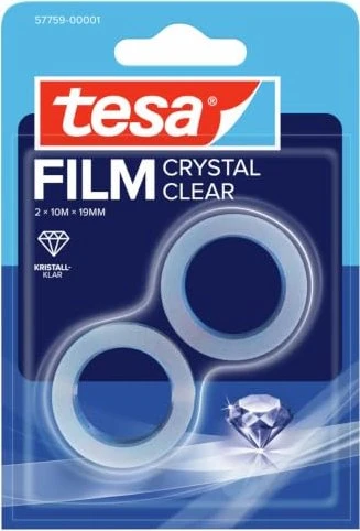 tesa tesafilm 57759 Blister kristall-klar, Klebeband, 19mm/10m, 2 Stück