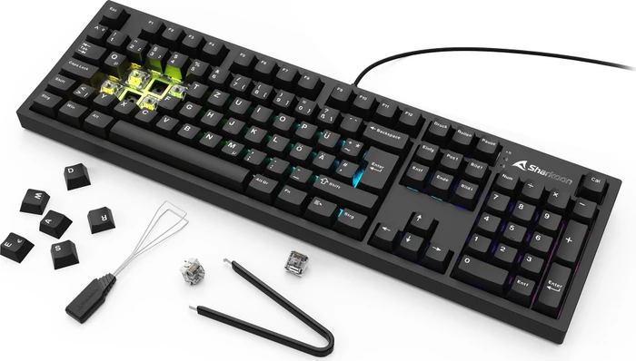 Sharkoon OfficePal KB70W Silent Wireless, schwarz, Sharkoon Silent Linear, USB, DE