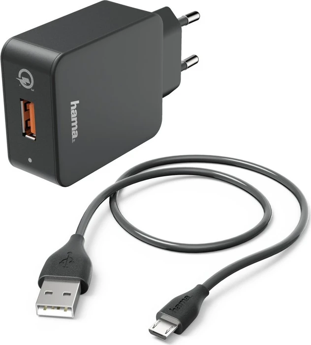 Hama Ladeset Micro USB QC 3.0 + USB-C-Kabel 1.5m schwarz