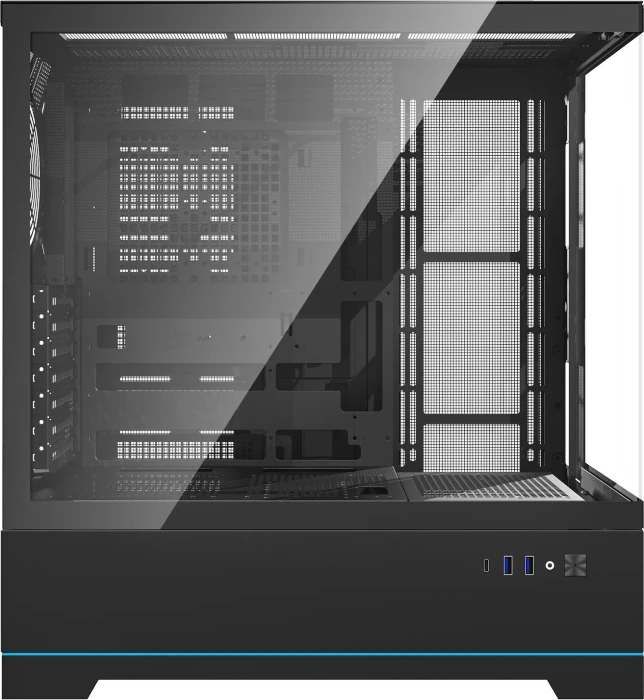 DarkFlash DY451 Pro Black, ohne Lüfter, Glasfenster