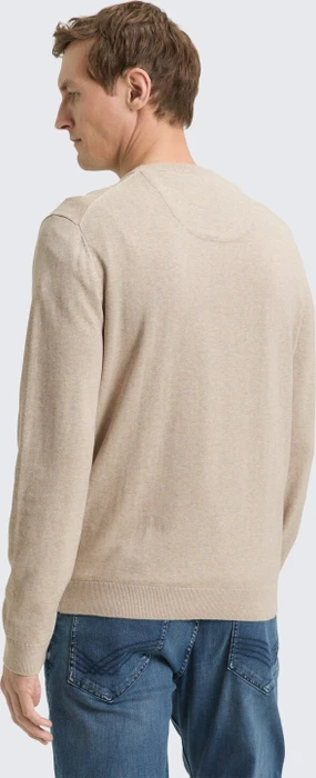 Tom Tailor Basic Baumwolle Strickpullover cashew beige melange (Herren)