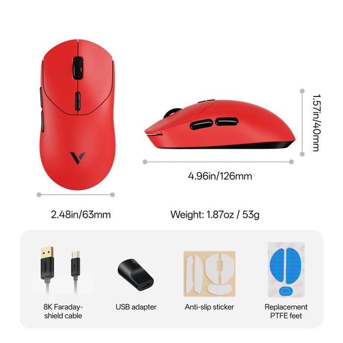 Rapoo VT2 Max Gen-2 8K Wireless Gaming Mouse schwarz, USB