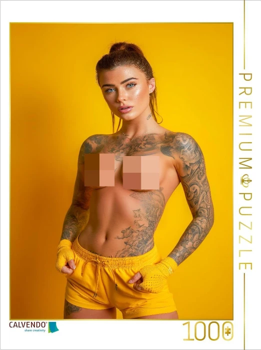 Calvendo Tätowierte Frau mit nacktem Busen in erotischer Pose