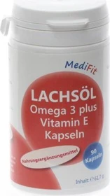 MediFit Lachsöl Omega 3 plus Vitamin E Kapseln, 90 Stück