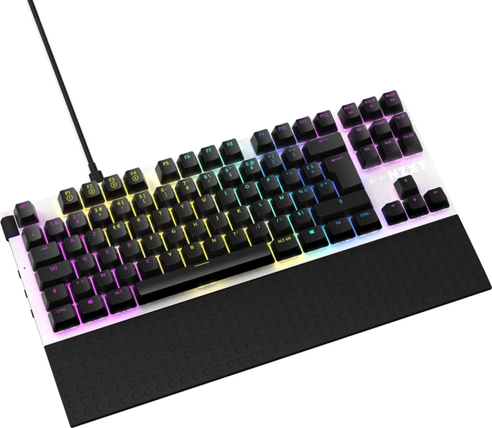 NZXT Function Tenkeyless, matt weiß, LEDs RGB, hot-swap, Gateron RED, USB, FR