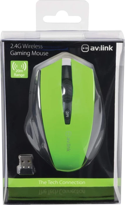 AV:Link 2.4G Hand-Byte Wireless Gaming Mouse grün/schwarz, USB