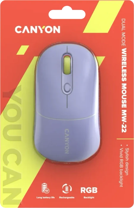 Canyon OnClick 22 / MW-22 Dual-Mode Wireless Mouse violett, USB/Bluetooth