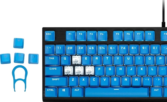 Corsair Pro Keycap Mod Kit, Kunststoff (PBT) Double-Shot, blau, 105 Tasten, ISO-DE
