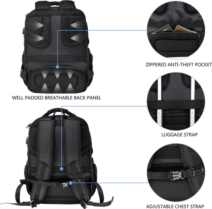 Kroser Notebook Rucksack, passend für maximal: 43,9 cm (17,3"), schwarz