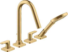 Hansgrohe Axor Citterio M 4-Loch Fliesenrandarmatur mit Hebelgriffen und Rosetten brushed goldoptik