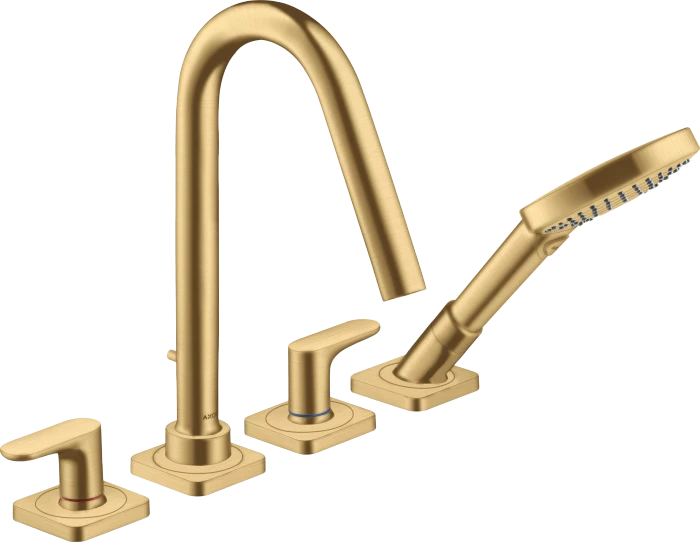 Hansgrohe Axor Citterio M 4-Loch Fliesenrandarmatur mit Hebelgriffen und Rosetten brushed goldoptik
