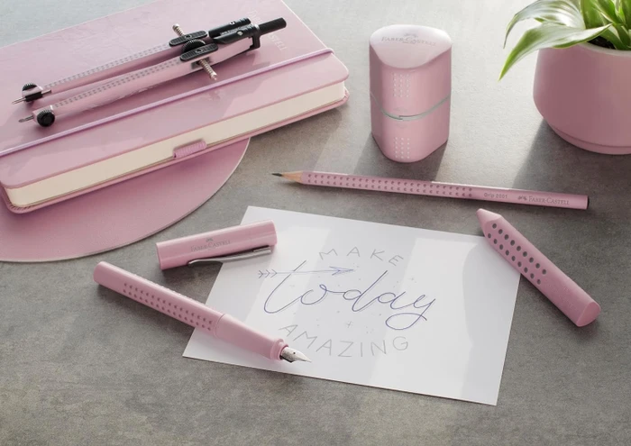 Faber-Castell Füller Grip 2010 rose shadows, rechte Hand/linke Hand, mittel, 2er-Set, Blister