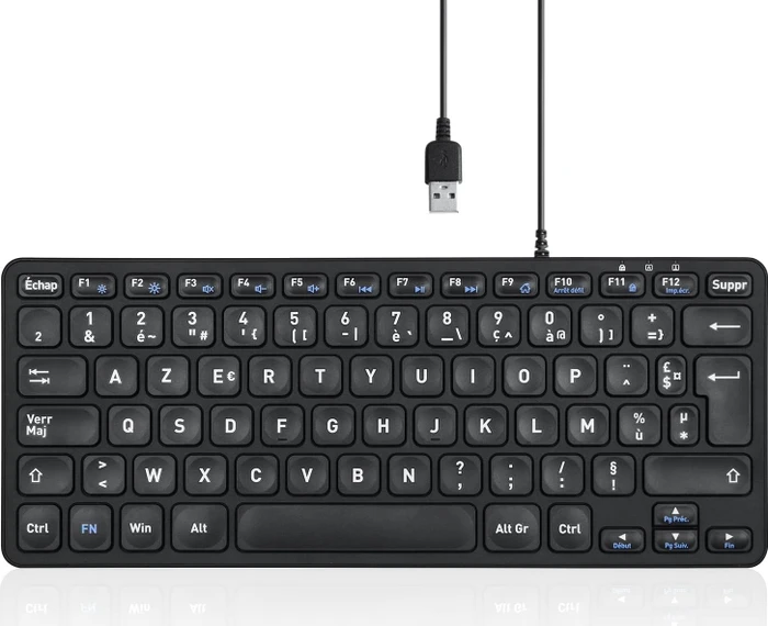 Perixx Periboard-432 Wired Slim Mini Scissor Keyboard, schwarz, USB, FR