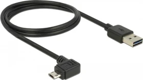 DeLOCK EASY-USB Adapterkabel, USB 2.0 Micro-B 90° horizontal gewinkelt [Stecker] auf USB-A 2.0 [Stecker], schwarz, 1m (83846)