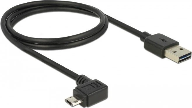 DeLOCK EASY-USB Adapterkabel, USB 2.0 Micro-B 90° horizontal gewinkelt [Stecker] auf USB-A 2.0 [Stecker], schwarz, 1m